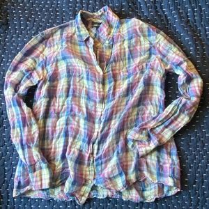 J Crew Plaid Gauze  Boy Button up shirt - 10